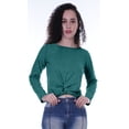 thumbnail image 4 of Moomaya Haut Court à Manches Longues avec Nœud devant pour Femmes T-Shirt d'Été Uni, 4 of 7