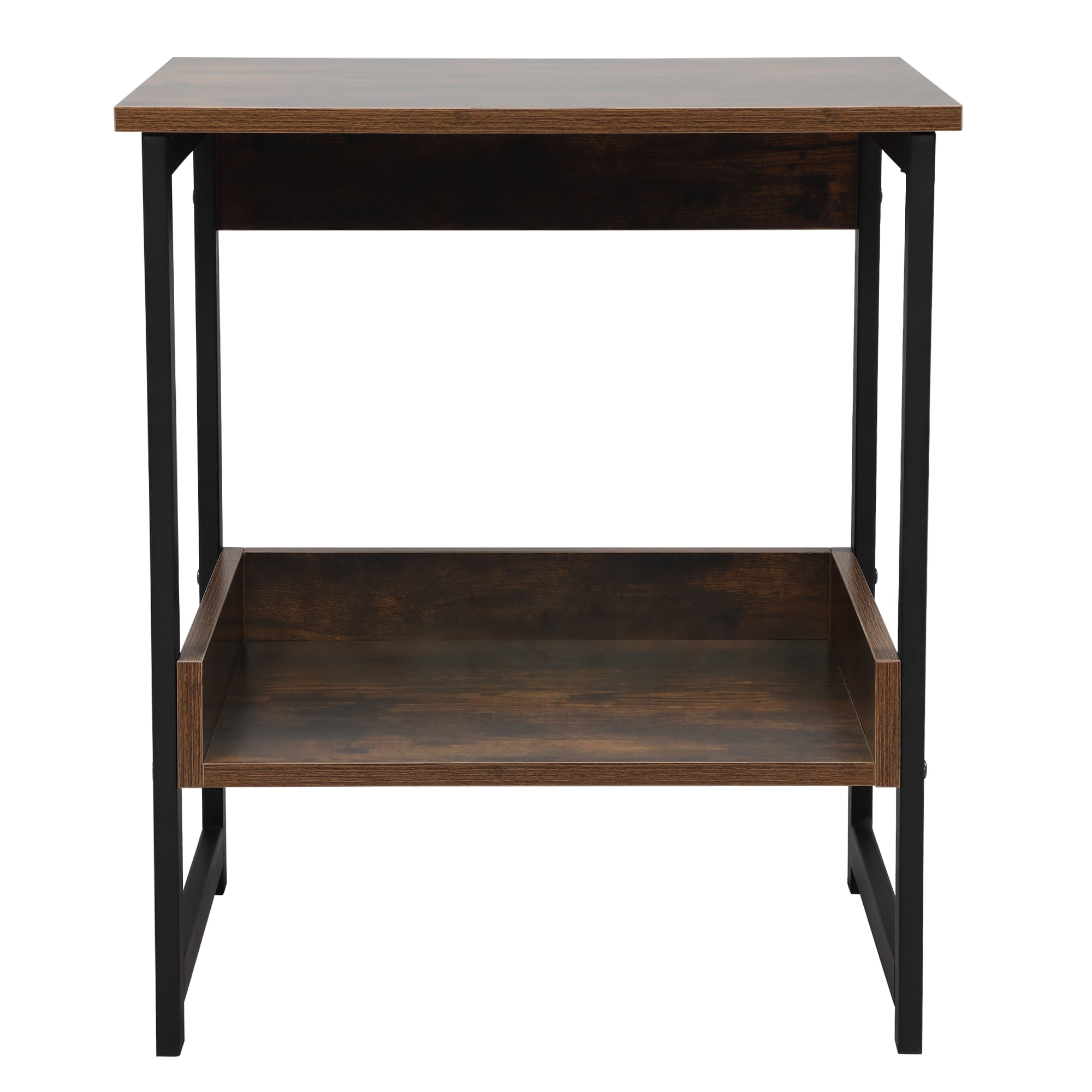 Private Jungle 2-Tier Industrial End Side Table Storage Shelf Wood Board and Metal Frame,Brown Private Jungle 2-Tier Industrial End Side Table Storage Shelf Wood Board and Metal Frame,Brown