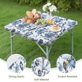 thumbnail image 4 of Blue Floral Leaf Pattern Square Fitted Tablecloth with Elastic Edge,Square Table Cover,Washable Elastic Table Cover for Home Kitchen Party Decor 34"x34", 4 of 6