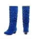 thumbnail image 3 of Botas de nieve de tacón bajo para mujer, botas a media pantorrilla con punta redonda y diamantes de imitación a la moda, zapatos de boda para fiesta, rojo, negro, azul, nuevo, 3 of 4