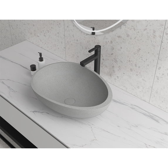 Concreto Stone 21" Egg-Shape Concrete Vessel Bathroom Sink - Grey