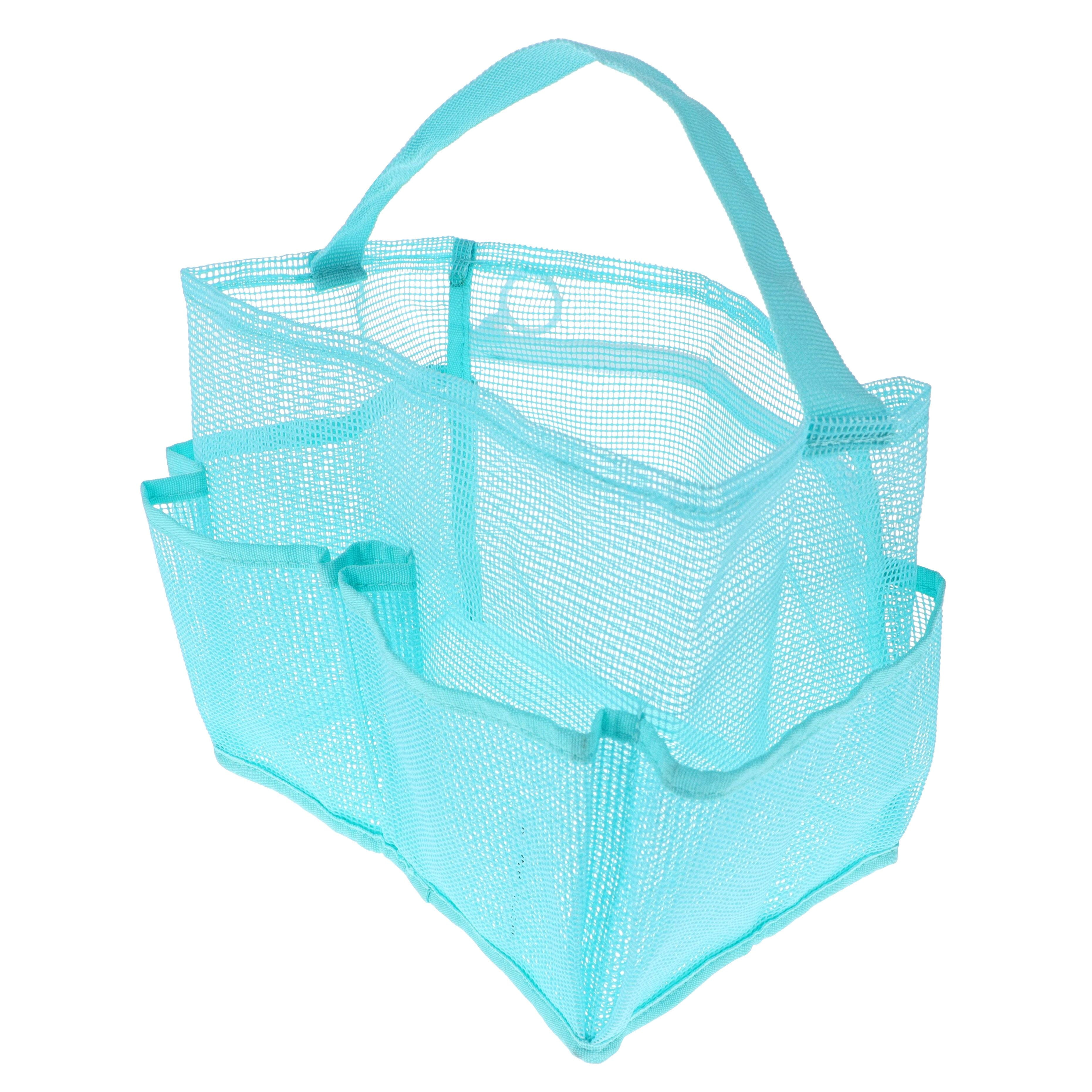 Mainstays 5 Pocket Teal Mesh Shower Tote with Zipper Water-Resistant ...