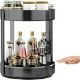 thumbnail image 3 of Large Plus Rotating Spice Rack Organizer Lazy Susan for Turntable Cabinet Kitchen 2 Tiered Spinning Storage Rack Shelf Black Metal, 3 of 6
