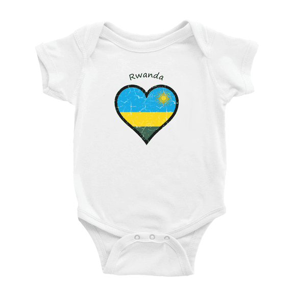 Rwanda Flag Heart Love Cute Baby Bodysuit Clothes