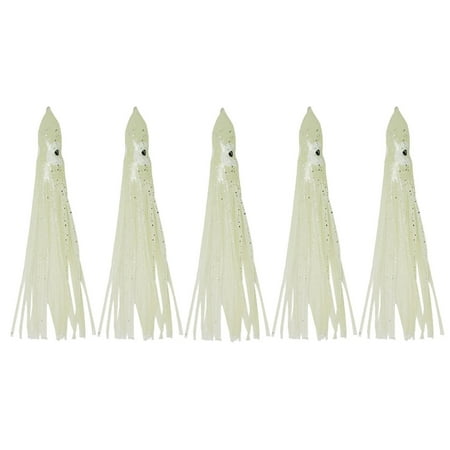 Herrnalise 5PC Fishing Squid Skirts Octopus Lures Glow Soft Plastic Fishing Bait Trolling Lure Saltwater for Bass Salmon Trout Multicolored