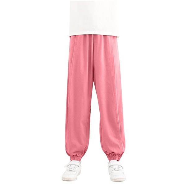 Odeerbi 3-8 Años Niños Niñas Pantalones de Algodón Entrenamiento Atlético Deportes Jogger Pantalones Color Sólido Elástico Cintura Joggers Sueltos