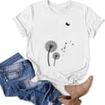 thumbnail image 5 of DeHolifer Women's T-shirts Dandelion Graphic Printed Short Sleeve Crewneck T-shrits Modal Casual Fashion Blouse Tops White 2XL, 5 of 5