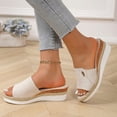 thumbnail image 6 of CYMMPU Women's Open Toe Espadrille Wedge Slide Sandals Slip On Casual Shoes with Decorative Strap for Summer Everyday Wear Beige 39, 6 of 7