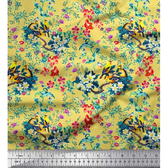 Soimoi Cotton Jersey Fabric Berries,Leaves & Floral Print Fabric by Yard 58 Inch Wide
