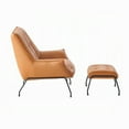 thumbnail image 3 of Abela 2pc Set Accent Chair and Ottoman, Sand Brown Top Grain Leather, 3 of 3