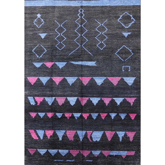 Ahgly Company Indoor Rectangle Mid-Century Modern Dark Gray Black Solid Area Rugs, 7' x 9'