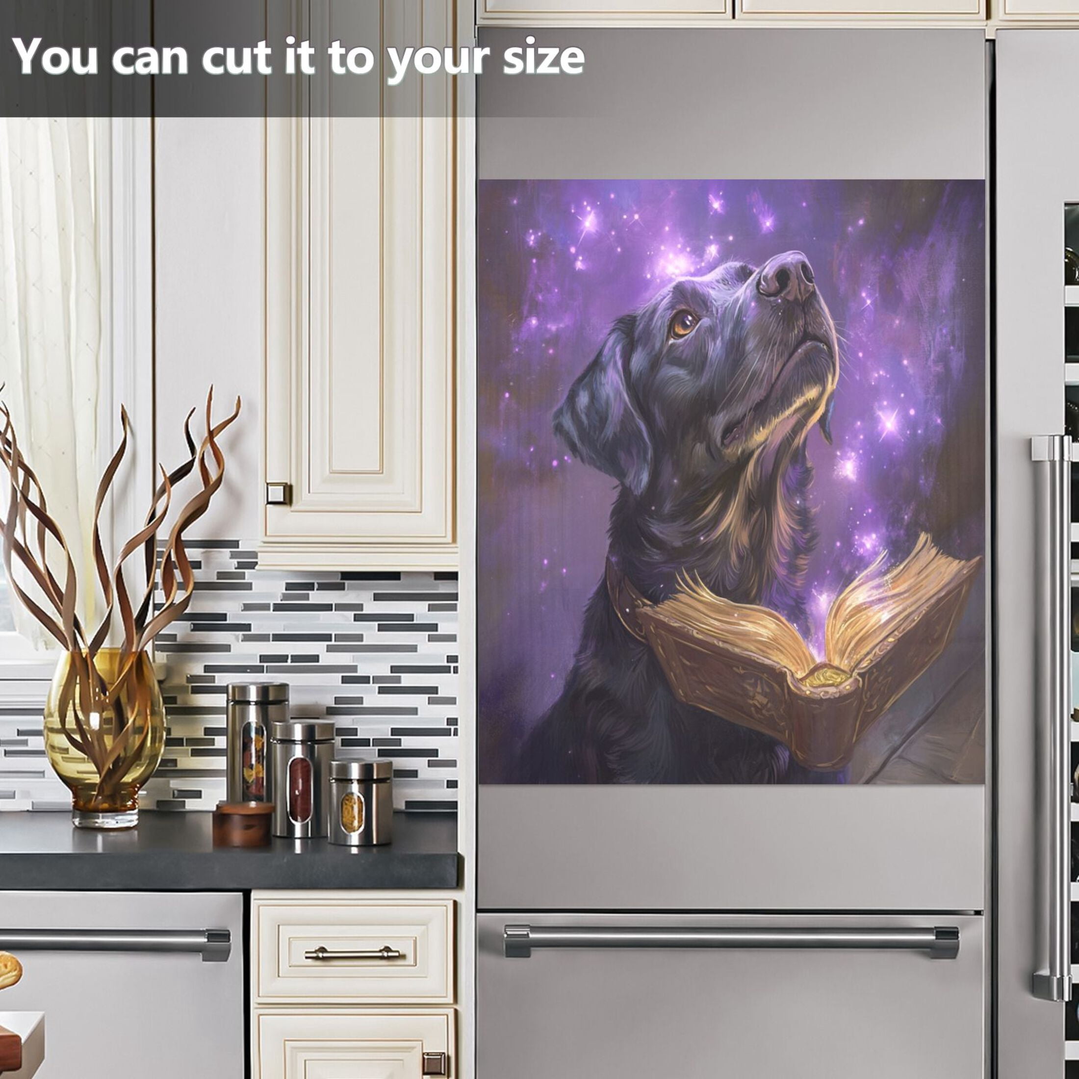 Dishwasher Magnetic Sticker 23x26 Inch Refrigerator Magnetic Sticker Washing Machine Magnetic Sticker Kitchen Panel Magnetic Sticker Home Decor Magic Book Dog