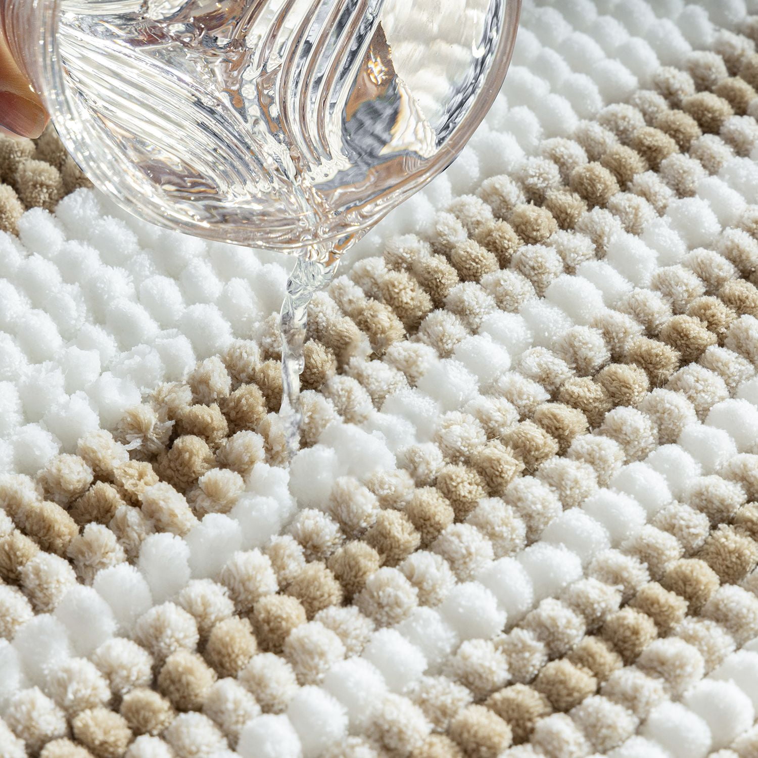 Phantoscope Soft Chenille Bathroom Rug, 20 x 30 in, Quick Dry, Non-Slip Backing, Off White