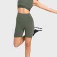 thumbnail image 4 of Pantalones cortos de yoga para mujer, moldeador de glúteos, cintura alta, ajustados, pantalones cortos deportivos para ciclismo, color verde 4, 4 of 6