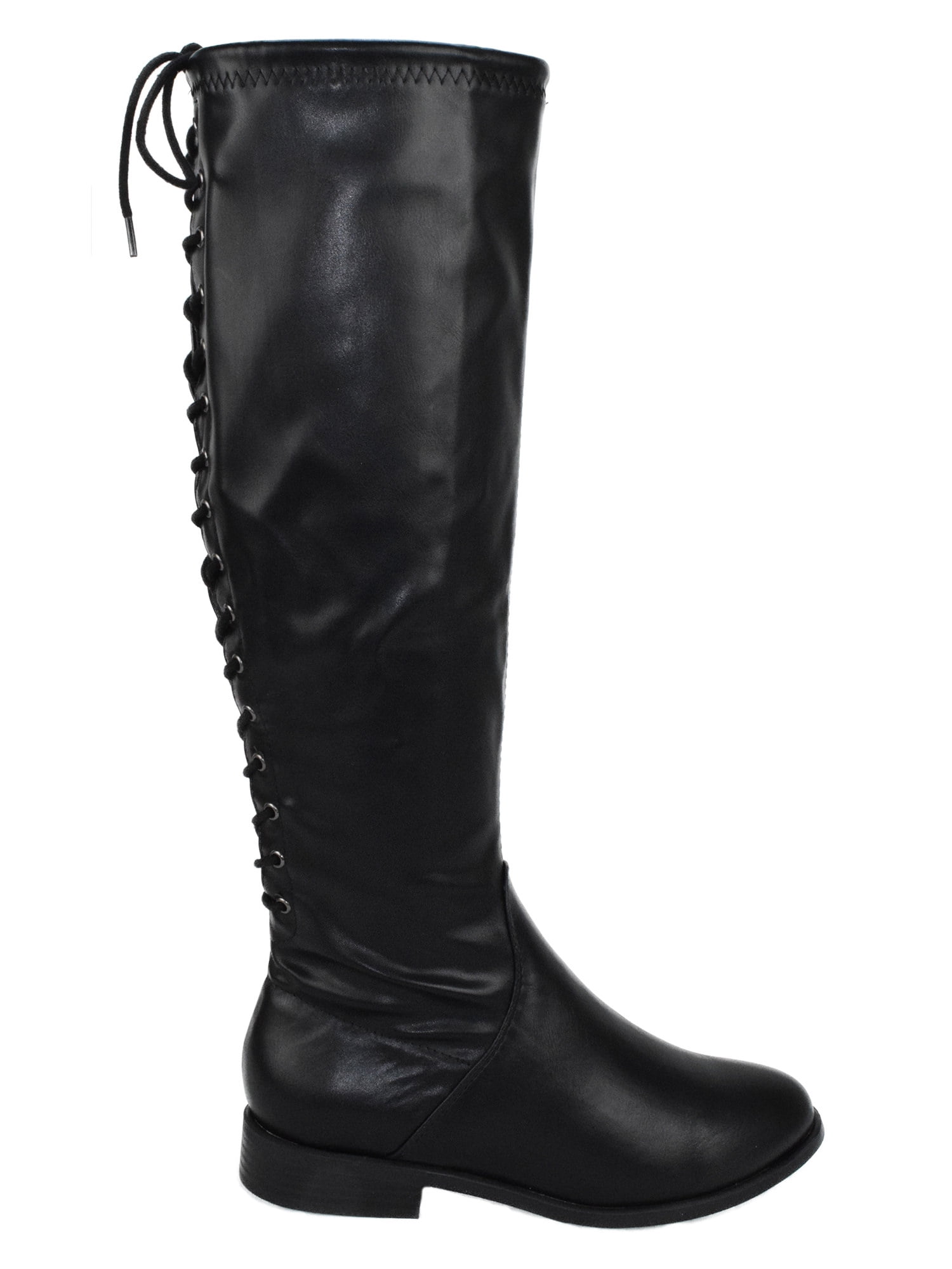 high flat black boots