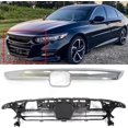 thumbnail image 2 of LABLT Front Bumper Upper Grille Grill and Chrome Assembly Black Plastic Replacement for 2021-2023 Accord, 2 of 7