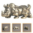 thumbnail image 2 of Set of 2 Brass Rhino Animal Decoration Vintage Ornaments Animals Golden, 2 of 8