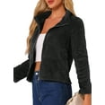 thumbnail image 4 of INSPIRE CHIC Cropped Fleece Jacket for Women's Stand Collar Zip-Up Faux Fur Coats, 4 of 6