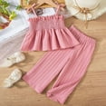 thumbnail image 4 of Wdgfv Summer Toddler Girl Outfit Linen Lace Smocked Sleeveless Tank Top Pants Set for Baby Comfortable Breathable Casual Wear Pink 18-24 Months, 4 of 9