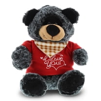 DolliBu I LOVE YOU Plush Sitting Black Bear – Cute Stuffed Animal with Red Shirt for Valentine, Anniversary, Romantic Date, Boyfriend, or Girlfriend Gift – 8 Inches