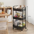 thumbnail image 5 of Cowin 3 Tier Metal Rolling Utility Cart with 6 Hooks, Black, 5 of 8