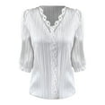 thumbnail image 3 of 3/4 Sleeve Shirts for Women Dressy Casual Tunic Blouses Lace V-Neck 3/4 Length Sleeve Womens Tops, 3 of 4