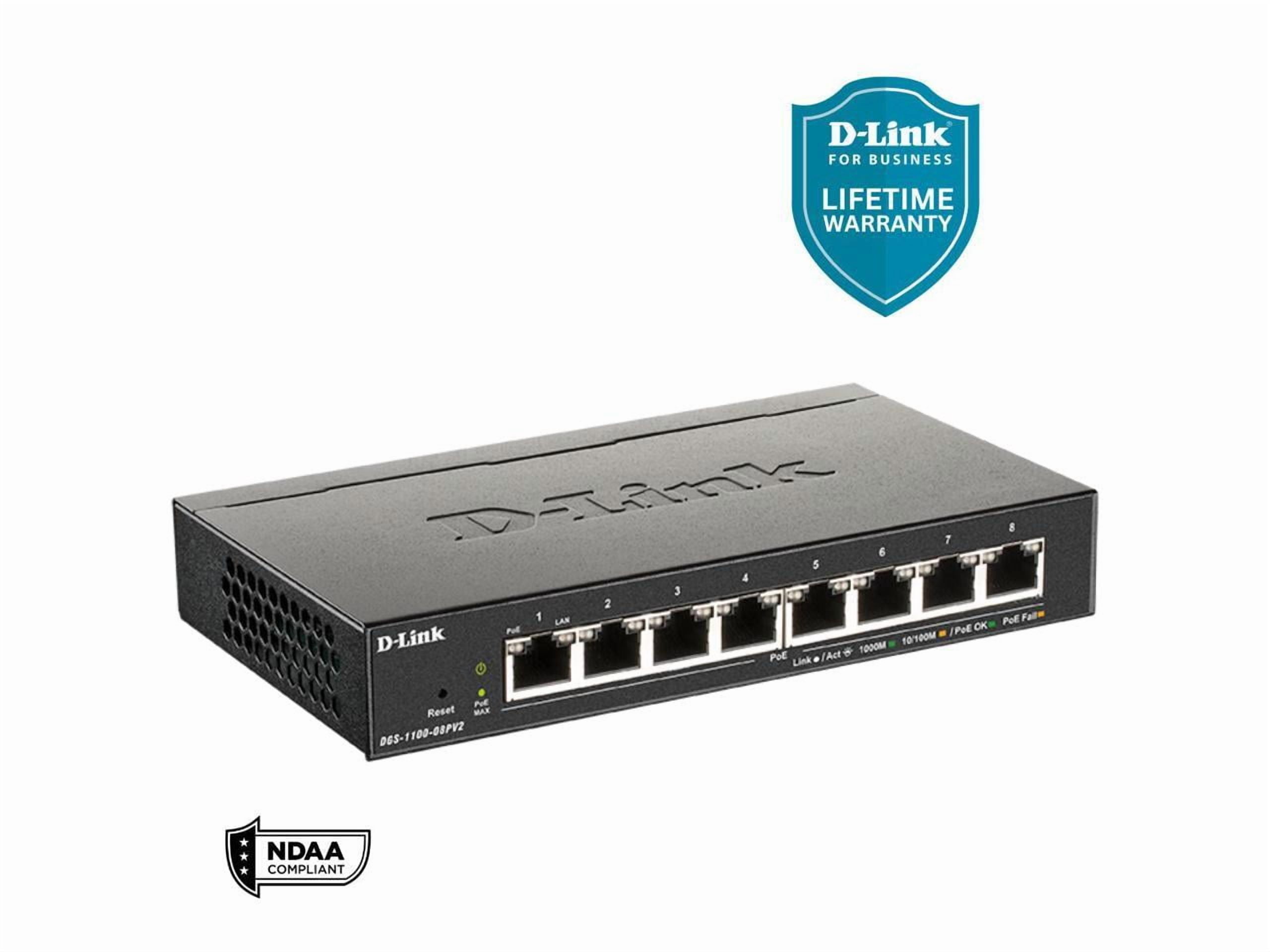 D-Link DGS-1100-08PV2 Ethernet Switch - 8 Ports - Manageable - 2 Layer Supported  (DGS110008PV2)