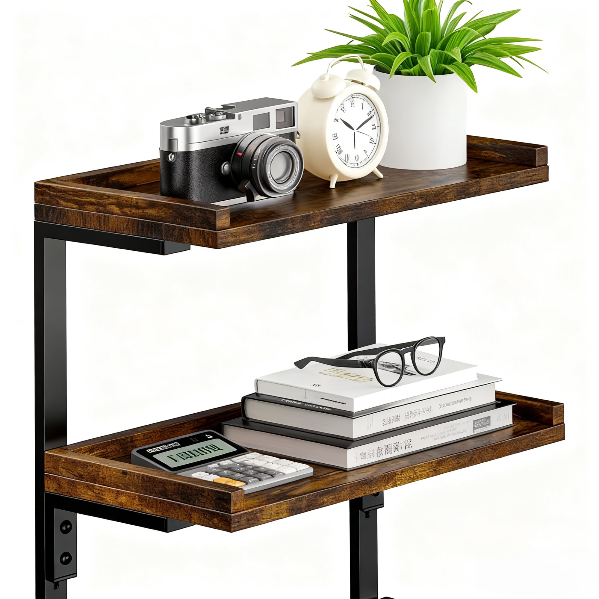 New Vintage Desktop Organizer Shelf, Easy Assembly Multi-Purpose Desk Storage Display Rack for Office, Kitchen, Countertop, Space Saving