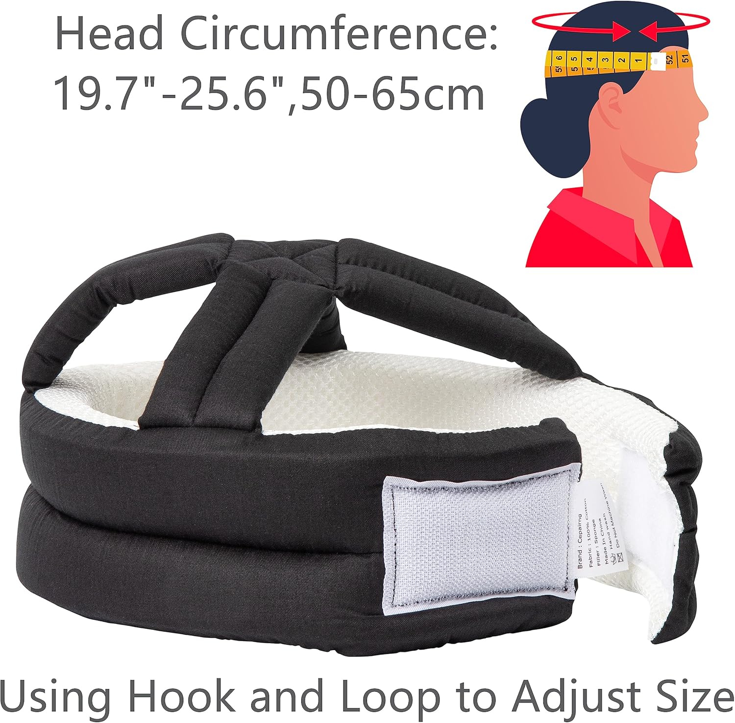 ABCISI Thick Soft Protective Helmet for Elderly, Adult Sizing,Seniors Head Protector Fall Protection Hat Cap,Elder Safety Products Protect Head Injury in Falls for Home Gardening Walking Dog,Black