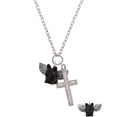 thumbnail image 2 of Delight Jewelry Black Flying Pig with Wings I Set You Apart Engraved Cross Zoey Necklace, 28", 2 of 4