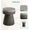 thumbnail image 5 of SUNBURY Outdoor Side Table - 14" Small End Table, Graphite Patchwork Patio, Round Concrete, Garden Stool Plant Stand for Poolside, Sunroom (Grey), 5 of 15