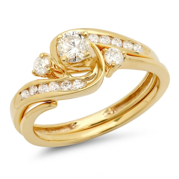 Dazzlingrock Collection 0.50 Carat (ctw) 10K Round Diamond Ladies Bridal Swirl Engagement Ring Set 1/2 CT, Yellow Gold, Size 8