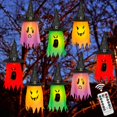 thumbnail image 1 of Halloween 8 Pcs Lighted Hanging Witch Ghost Hats Decorations, Halloween Indoor Outdoor Remote Control String Lights 8 Lighting Modes, Glowing Witch Hat for Garden, Yard, Tree, 1 of 6