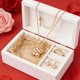 thumbnail image 4 of Collar de flores para mujer, colgante de flor de cristal giratorio, ajustable, giratorio, ideal para San Valentín, regalo de metal., 4 of 6