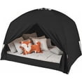 thumbnail image 3 of HOTEEL Portable Bed Tent, 93% Blackout Privacy Sleep Space with 3 Doors, Breathable Toddler Play Tent for Twin Size Bed, Black, 3 of 5