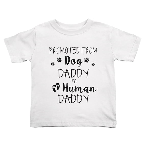 Promoted From Dog Daddy To Human Daddy Cute Toddler Tshirts for Boys Girls (White, Youth XL)
