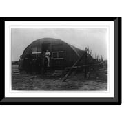 Historic Framed Print, A British military hut, now used by returned Belgian refugee, 17-7/8" x 21-7/8"