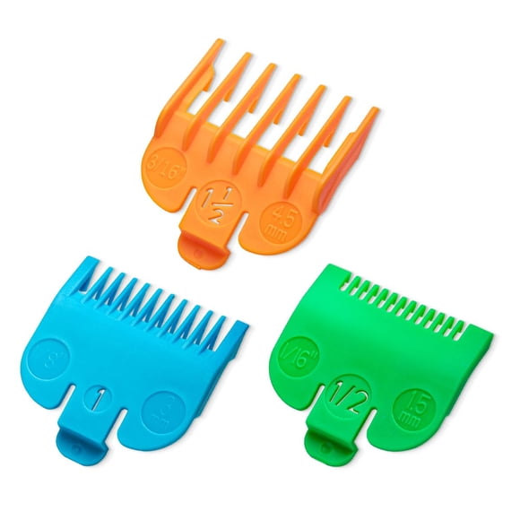 Juego de protectores para cortapelos compatible con la mayoría de guías de repuesto para cortapelos Wahl – Número de protector: #1/2 #1 y #1 1/2 (longitud: 1/16 pulgadas, 1/8 pulgadas y 3/16 pulgadas)