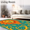 thumbnail image 2 of ODIKA 5'x7' Machine Washable Non-Slip Area Rug, Sunburst Mane Lion Alphabet Carnival Interlocking Fantasy High Traffic Rug, Orange, 690109, 2 of 7