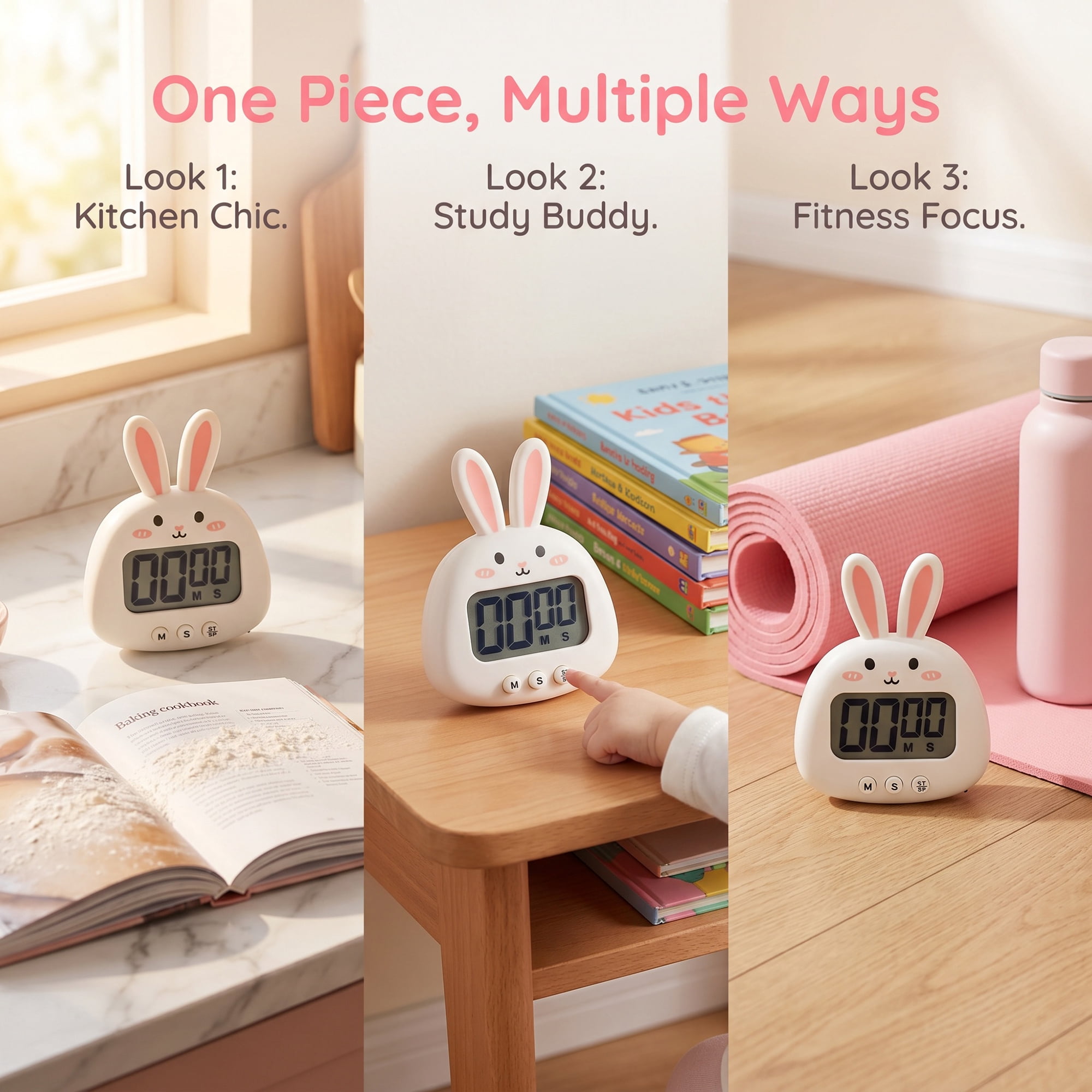 Unique Bargains Digital Kitchen Timer with Loud Alarm and Magnetic Backing White Rabbit