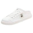 thumbnail image 2 of Women's Walking Mules Sneakers Slip on Canvas House Slippers Platform Backless Sneakers Wide Non Slip Chunky Sole Lace Up Breathable Flat Casual Sandals Round Toe Backless Tennis Shoes, 37, 2 of 6