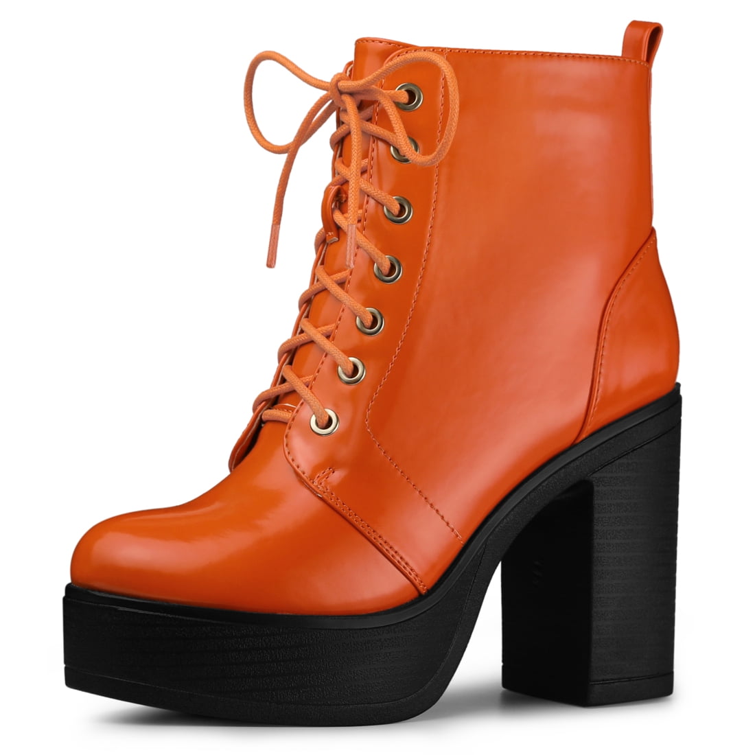 Chunky Heel Western Combat Boots Gold 