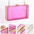 thumbnail image 3 of Kwuty Women Clear Purse Acrylic Box Clutch Handbag, Small Transparent Crossbody Evening Bag Stadium Approved Gold Chain Strap, 3 of 6