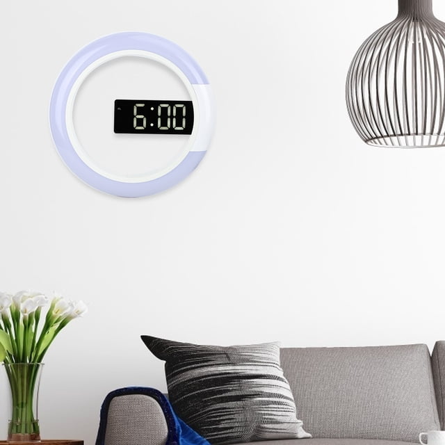 Wall Clock, Alarm Clock, Durable Adjustable Brightness Energy-saving Study Room Living Room for Home Bedroom White
