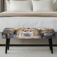 thumbnail image 5 of Psesaysky Christmas End of Bed Bench Elastic Cover Featuring Snowman Snowflake, Polyester Spandex Fabric Anti Pet Hair Slipcover for Bedroom and Dining Room, 5 of 9