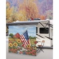 thumbnail image 5 of 4th of July RV Awning Sun Shade Screen 9'X7' American Flag Sunflower Mesh Sunscreen Farmhouse Barn Bird Awning Shade Screen with Zipper UV Blocker Completed Kits for RV Motorhome Camper, 5 of 7