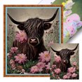 thumbnail image 1 of Hilo de bordar de algodón ecológico completo, Kit de punto de cruz con estampado de vaca, 11CT, 40x50cm, 1 of 9