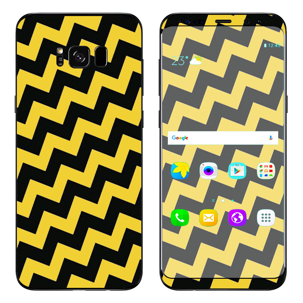 Skin Decal For Samsung Galaxy S8 Plus / Yellow And Black Chevron