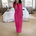 thumbnail image 2 of Delconic Women’s Loose Fit Maxi Dress Off Shoulder Short Sleeve Casual Long Dress Soft Lightweight Fabric for Everyday Wear Hot Pink L, 2 of 6