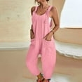 thumbnail image 6 of WREESH Womens Baggy Overalls Fashion Summer Solid Color Casual Sleeveless Suspender Jumpsuit Pink, 6 of 6
